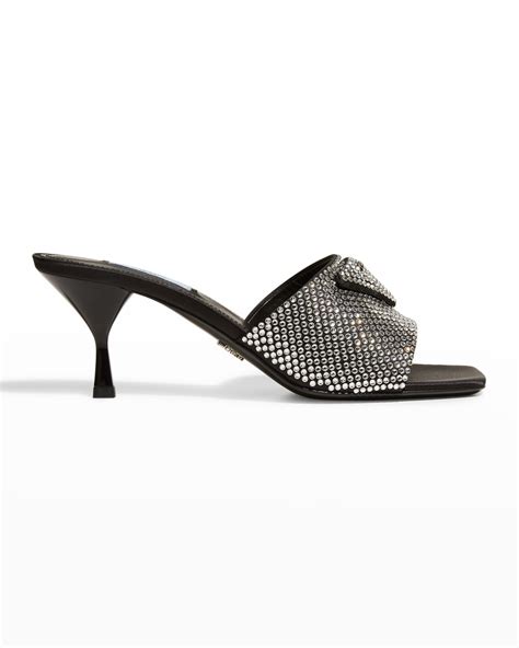 prada leather low wedge open toe sandals|Prada slide sandals kitten heel.